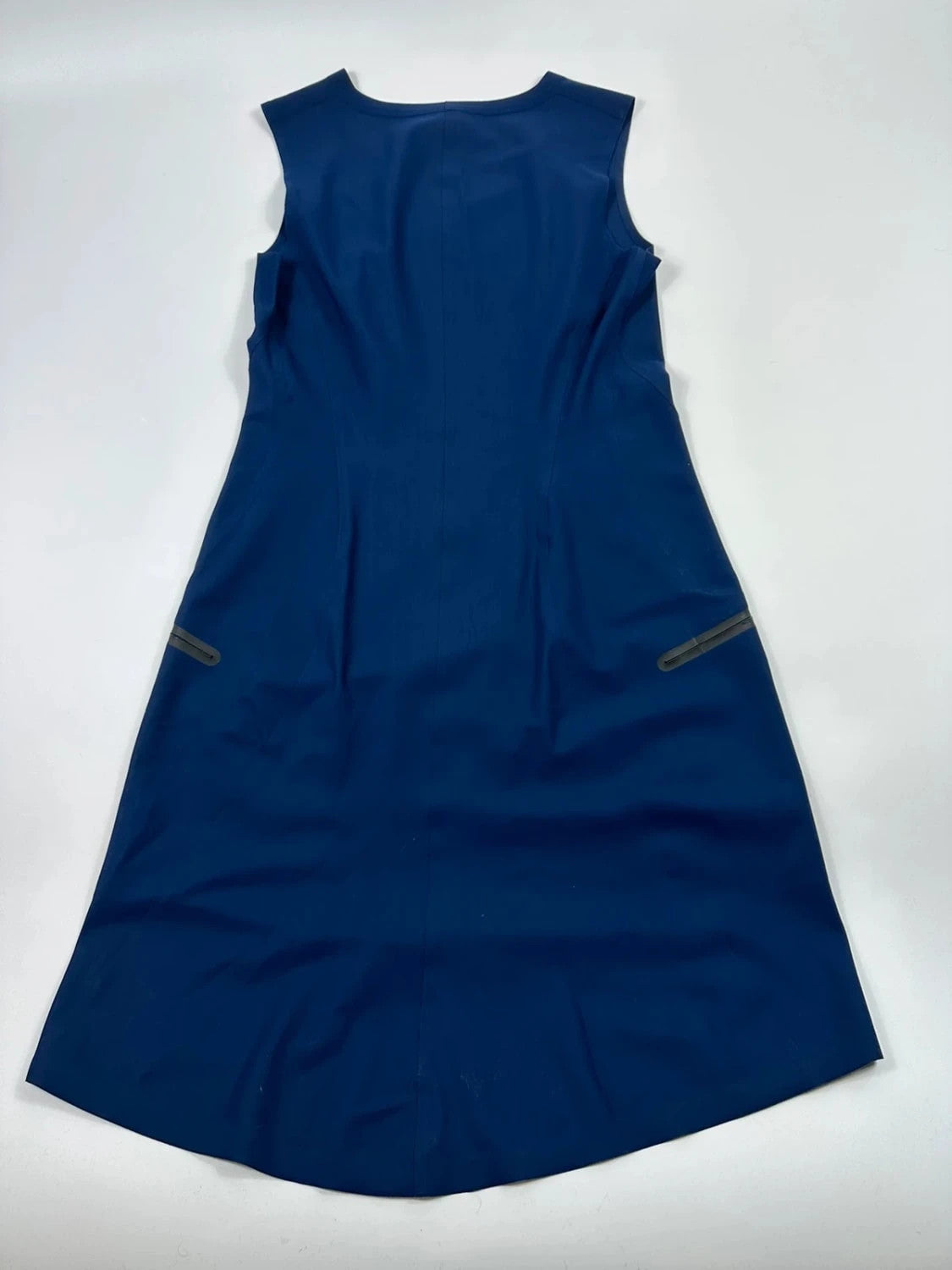 Marithe Francois Girbaud blue and navy ball gown with pockets and unique two-tone design.