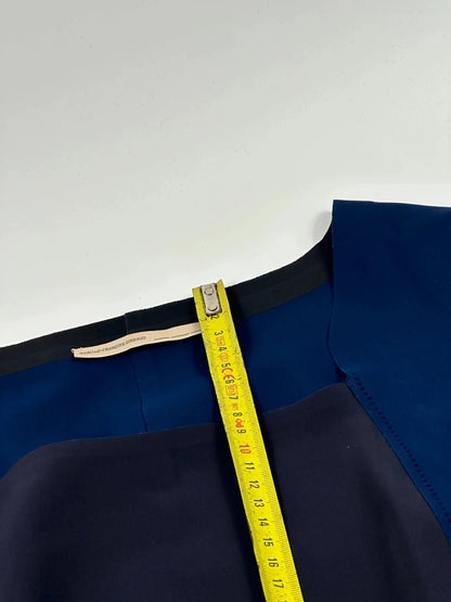 Marithe Francois Girbaud blue and navy ball gown with pockets and unique two-tone design.