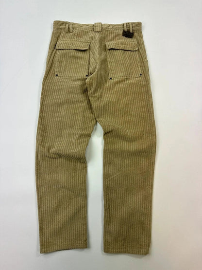 Dolce & Gabbana beige wide-leg trousers corduroy fabric with vintage design details.