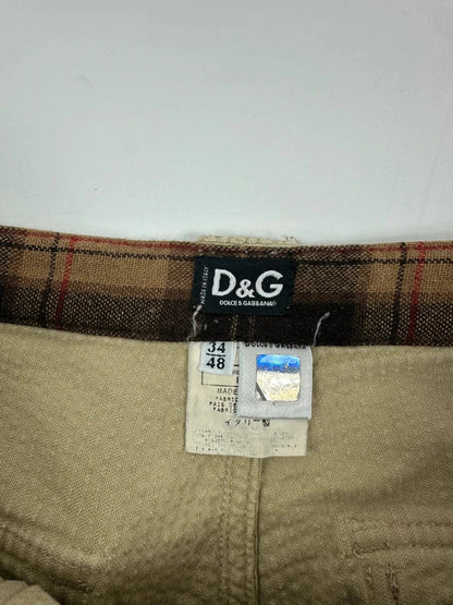 Dolce & Gabbana beige wide-leg trousers corduroy fabric with vintage design details.