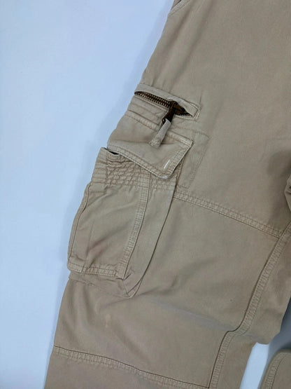 Dolce & Gabbana beige wide-leg trousers with logo on back pocket and adjustable drawstring.