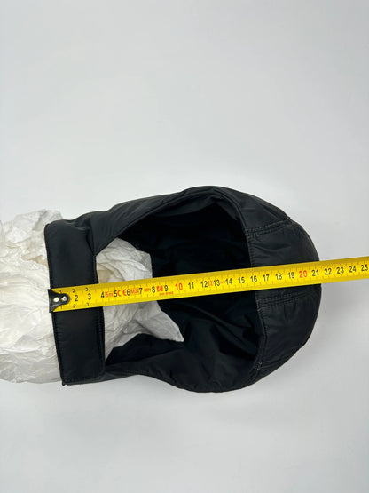 Prada black balaclava nylon material with logo detail from FW99 collection.