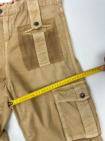 Dolce & Gabbana beige wide-leg trousers with cargo pockets and vintage 2003 design.