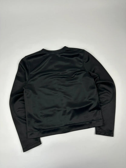 Prada black silk button-up jacket with rounded collar from SS2010 collection.