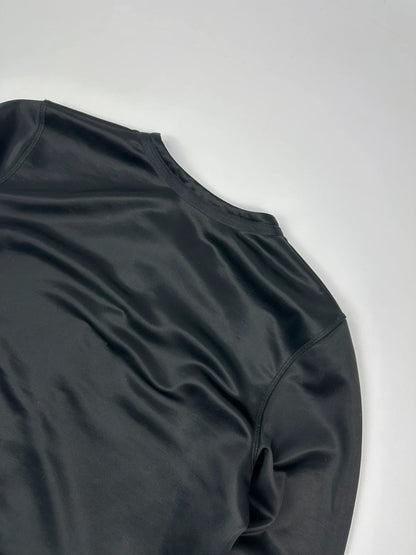 Prada black silk button-up jacket with rounded collar from SS2010 collection.