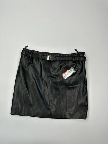 Prada black shiny mini skirt with logo waistband from SS2008 collection.