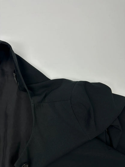 Marithé François Girbaud black jacket with adjustable shoulder pads and minimalist design.