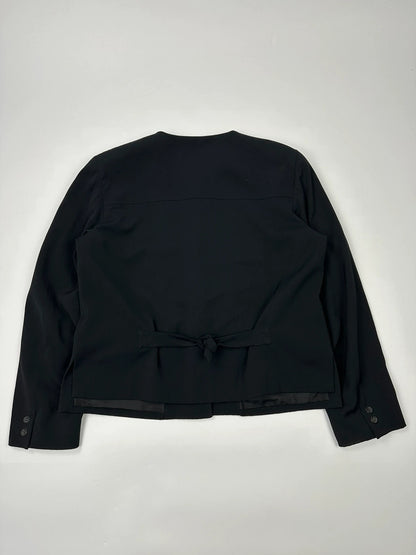 Marithé François Girbaud black jacket with adjustable shoulder pads and minimalist design.