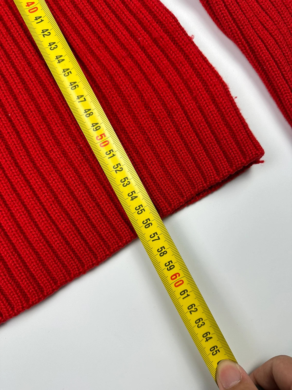 Prada red ribbed wool turtleneck sweater with high neck and Sport collection details.