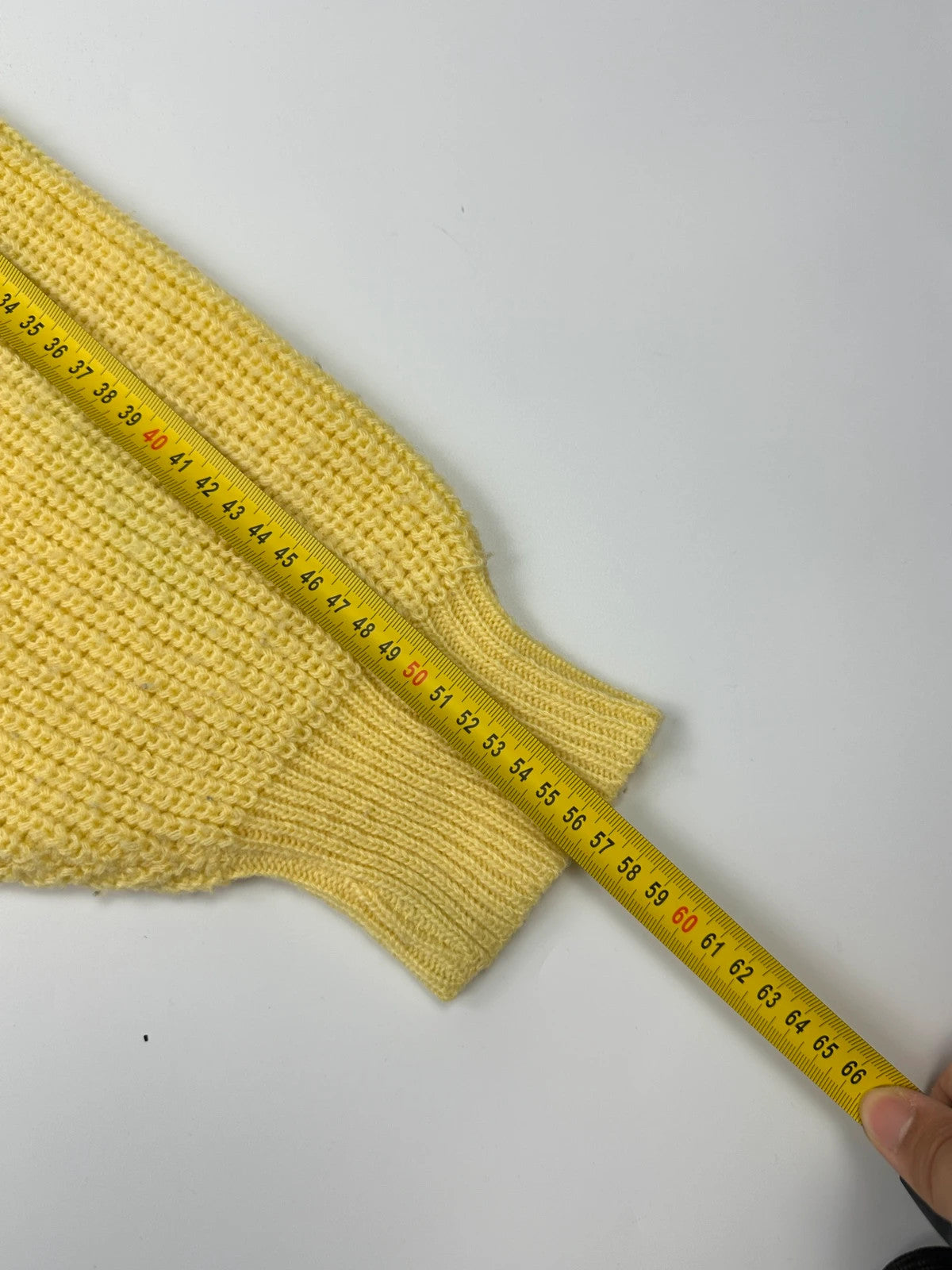 Emporio Armani yellow cable knit sweater with 90's design and classic logo detail.