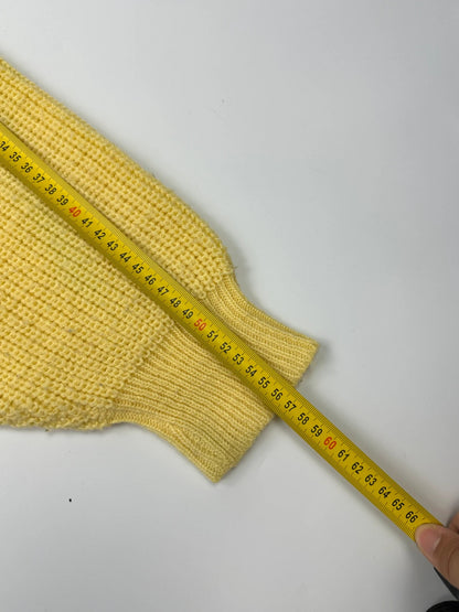 Emporio Armani yellow cable knit sweater with 90's design and classic logo detail.