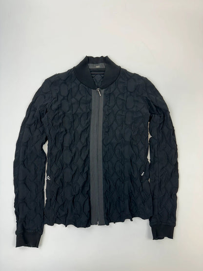 Marithé François Girbaud black fitted jacket with 2000s embroidery and minimalist design.