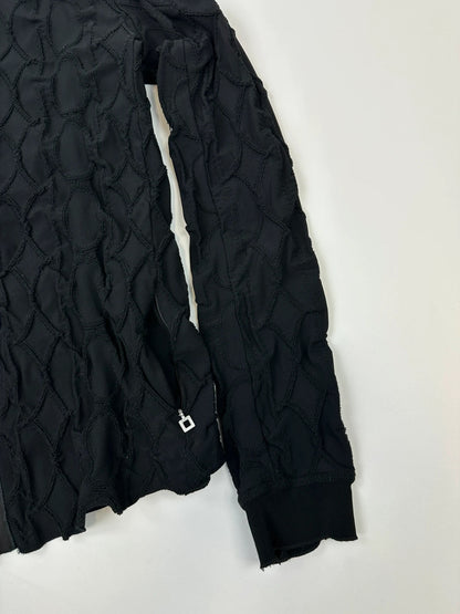 Marithé François Girbaud black fitted jacket with 2000s embroidery and minimalist design.