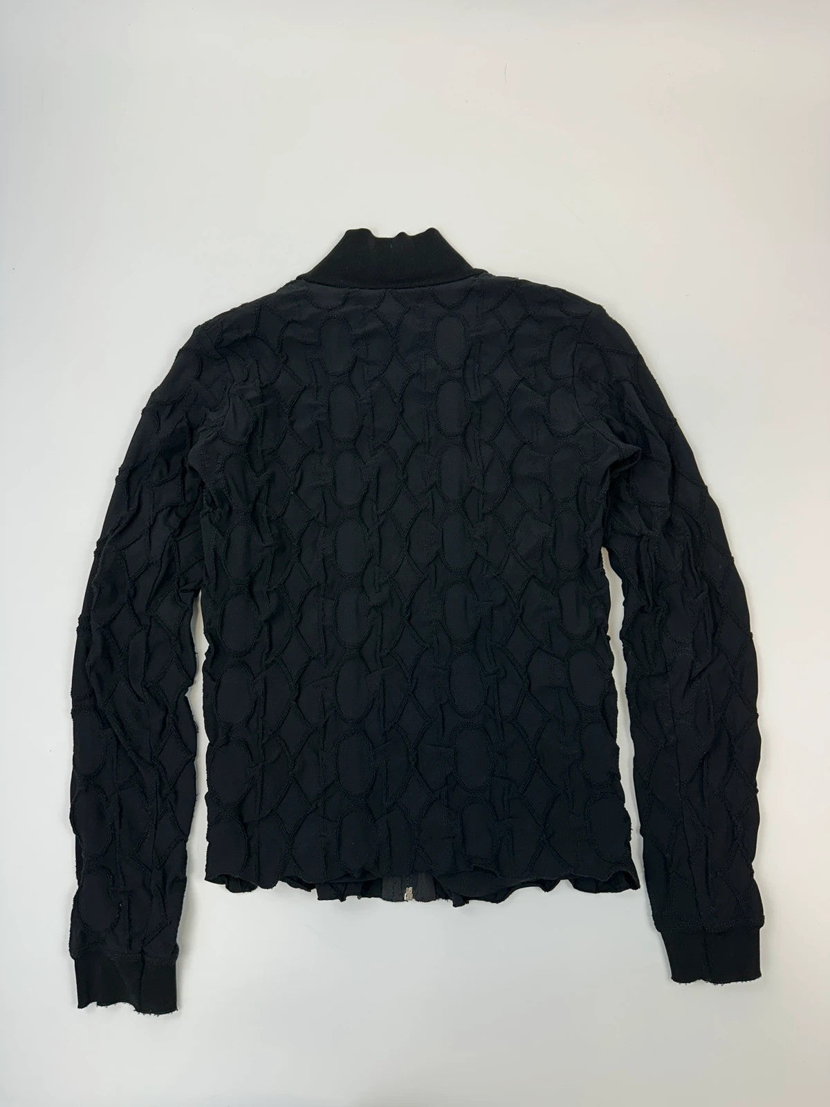 Marithé François Girbaud black fitted jacket with 2000s embroidery and minimalist design.
