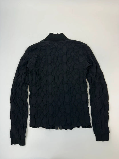 Marithé François Girbaud black fitted jacket with 2000s embroidery and minimalist design.