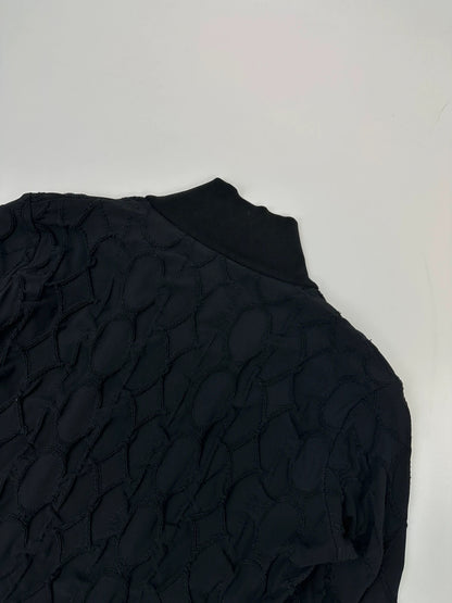Marithé François Girbaud black fitted jacket with 2000s embroidery and minimalist design.