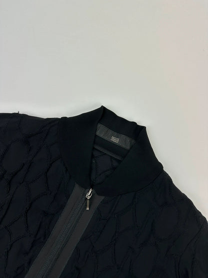 Marithé François Girbaud black fitted jacket with 2000s embroidery and minimalist design.