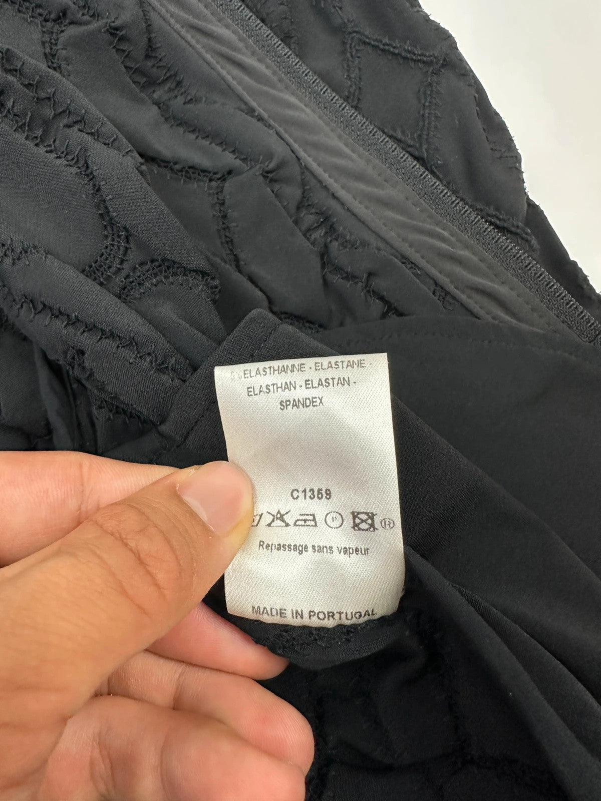 Marithé François Girbaud black fitted jacket with 2000s embroidery and minimalist design.