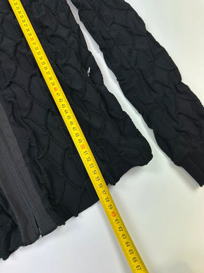Marithé François Girbaud black fitted jacket with 2000s embroidery and minimalist design.