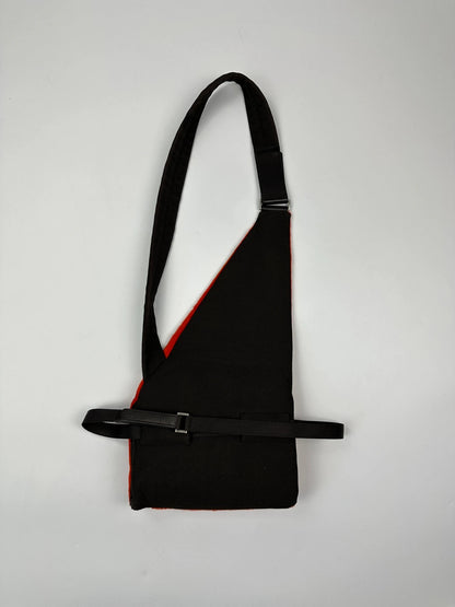 Prada orange fur crossbody sling bag with logo detail from FW99 collection.
