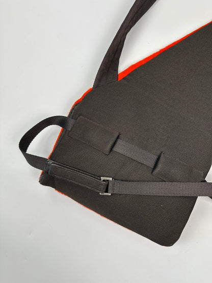 Prada orange fur crossbody sling bag with logo detail from FW99 collection.