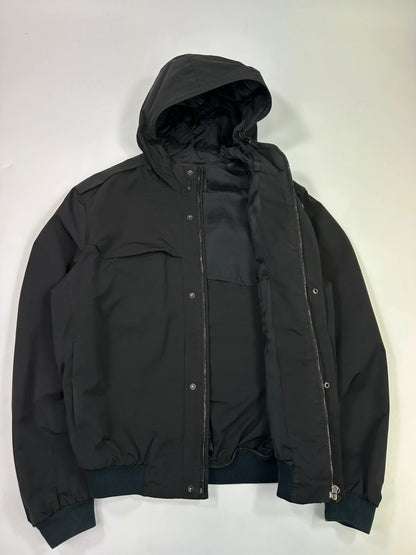 Prada black nylon hooded jacket with logo detail from FW2007 collection.