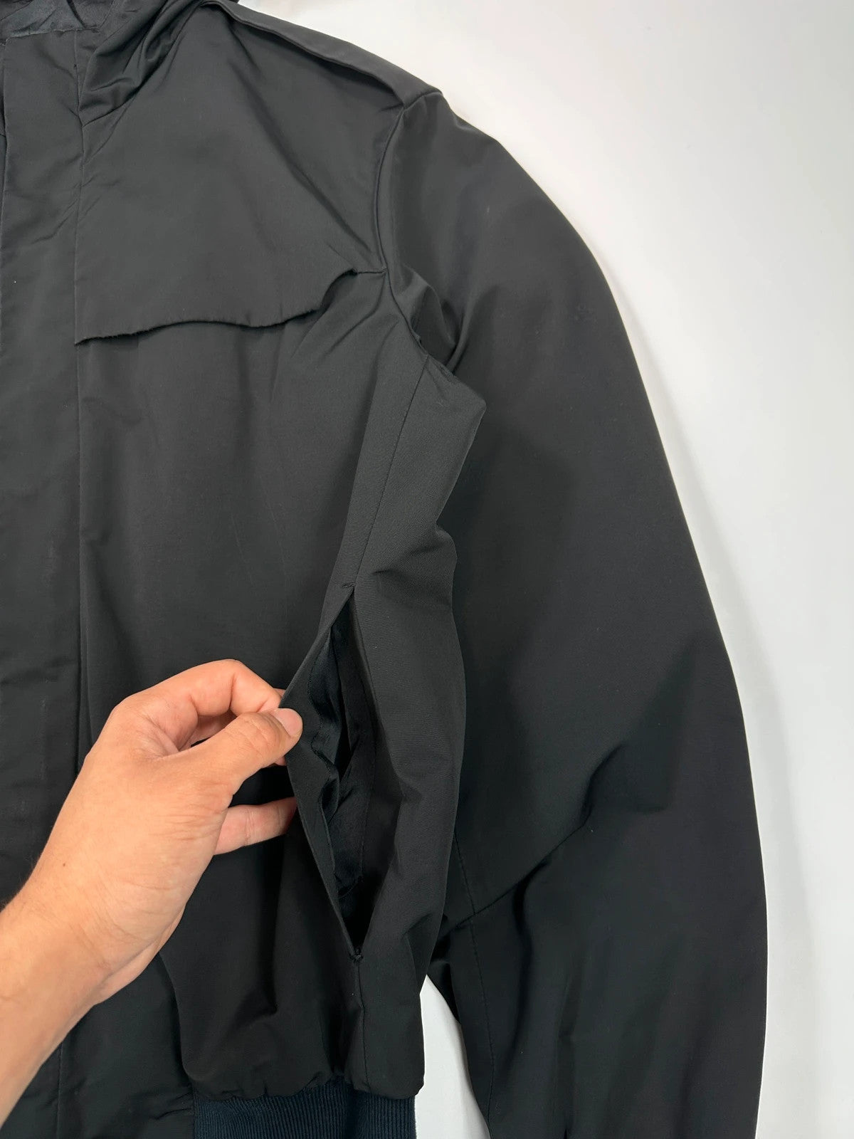 Prada black nylon hooded jacket with logo detail from FW2007 collection.