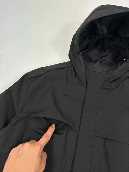 Prada black nylon hooded jacket with logo detail from FW2007 collection.