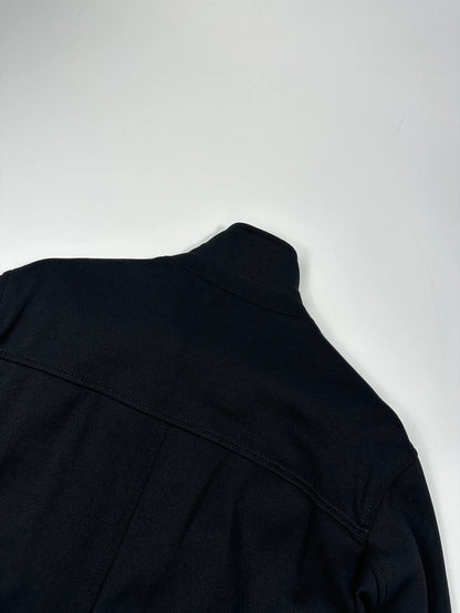 Prada black nylon Harrington bomber jacket with padded lining and vintage logo details.