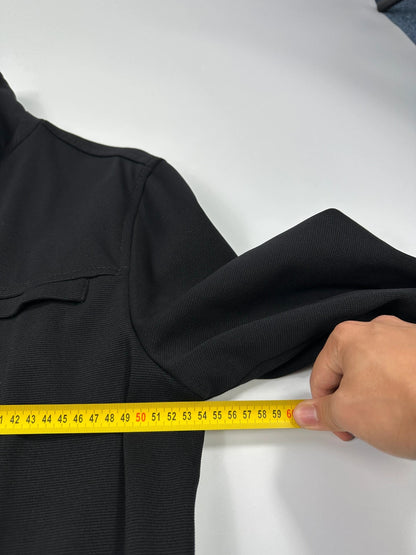 Prada black nylon Harrington bomber jacket with padded lining and vintage logo details.