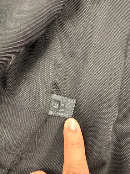 Prada black nylon Harrington bomber jacket with padded lining and vintage logo details.