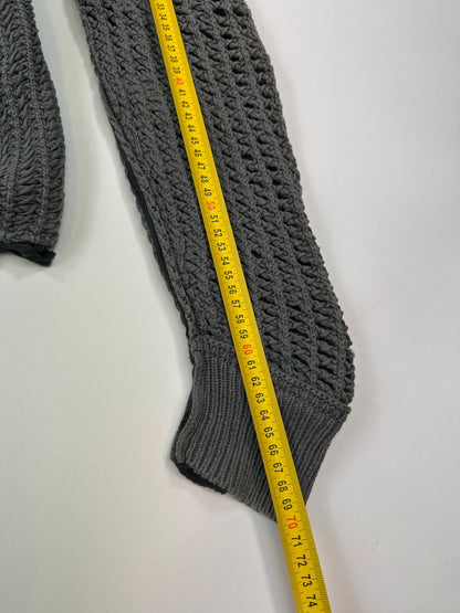 Dolce & Gabbana grey and black mesh knit sweater with layered t-shirt design.