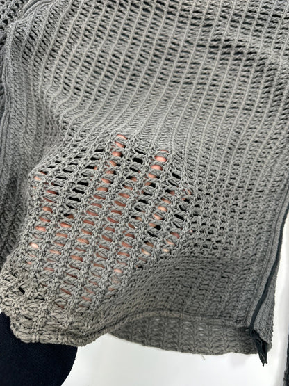 Dolce & Gabbana grey and black mesh knit sweater with layered t-shirt design.