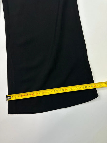 Jean-Paul Gaultier black wide-leg dress pants, vintage 2000s, soft rayon material.