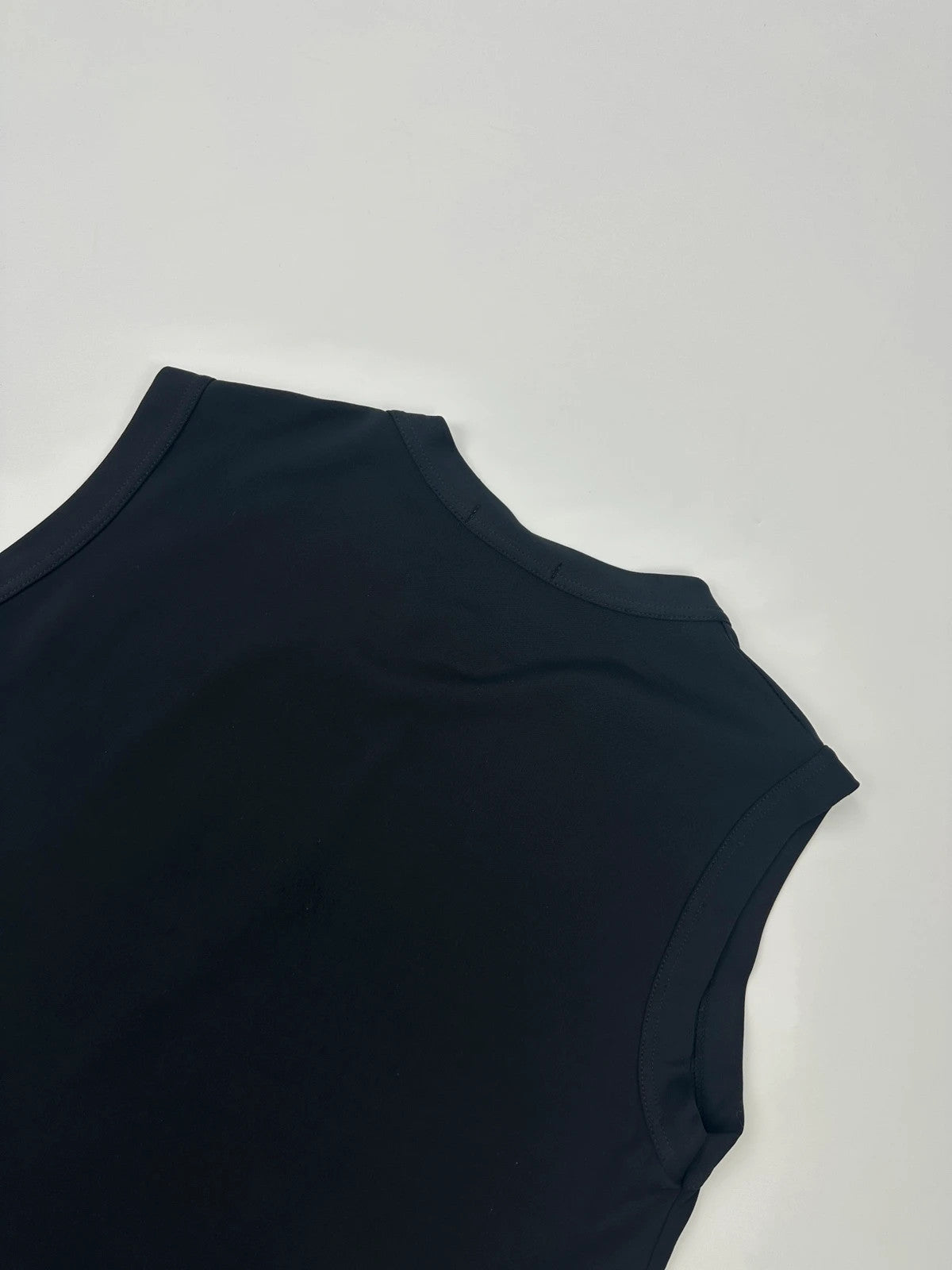 Marithé François Girbaud navy blue belted tank top with 90's minimalist design.