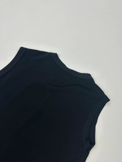 Marithé François Girbaud navy blue belted tank top with 90's minimalist design.