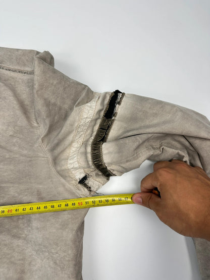 Dolce & Gabbana beige grey bomber jacket with faded nylon and logo details.