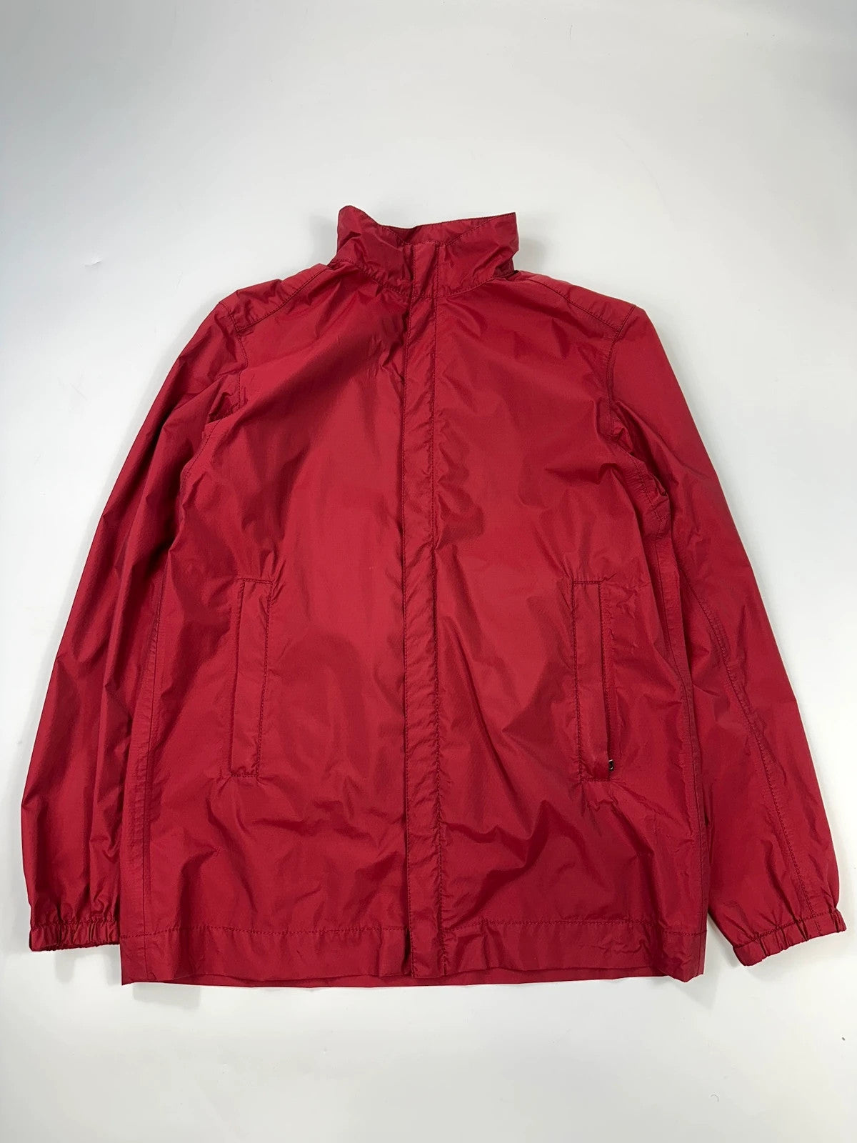 Prada red Gore-Tex jacket with logo detail, vintage Autumn-Winter 2003 collection.
