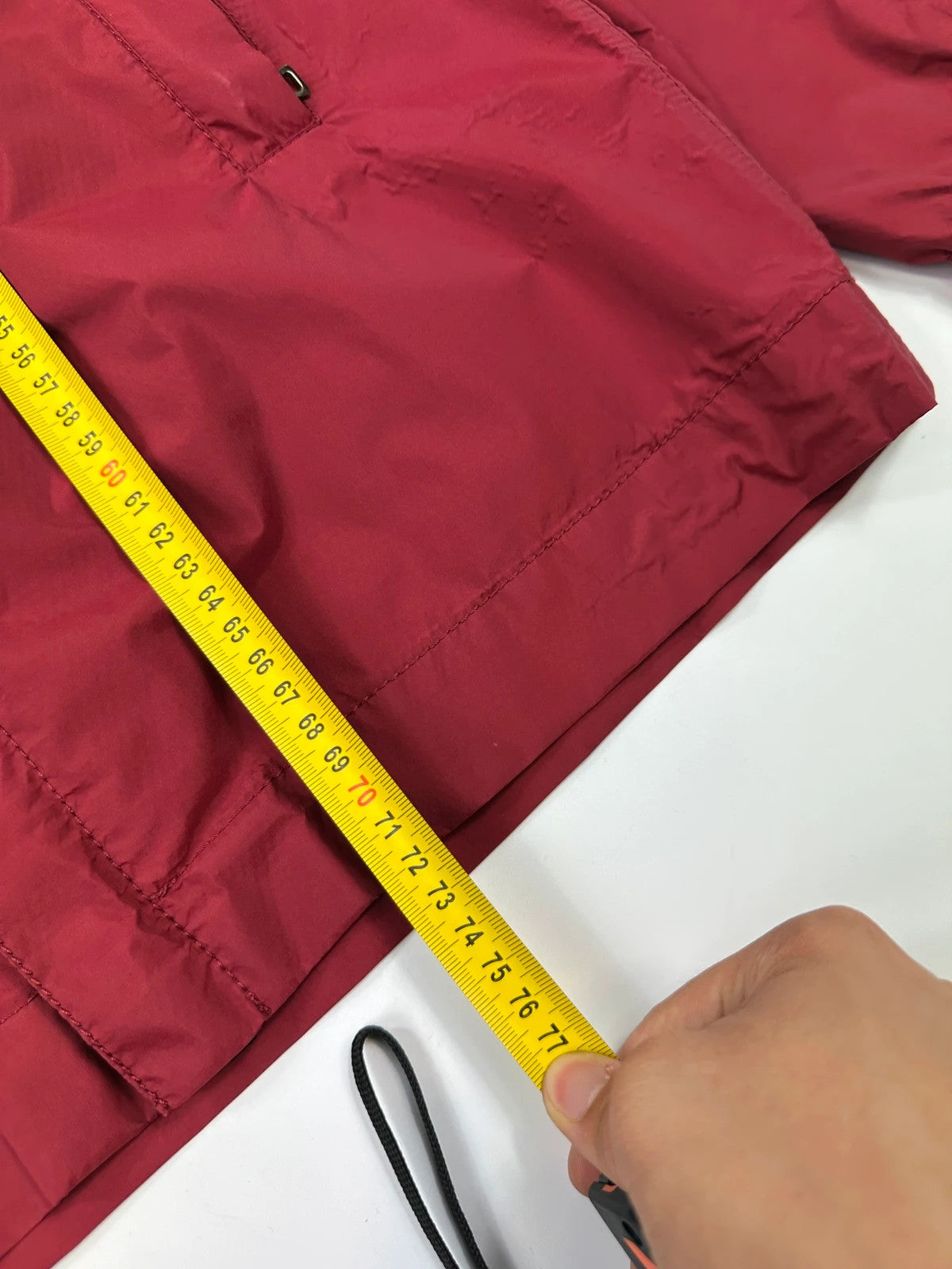Prada red Gore-Tex jacket with logo detail, vintage Autumn-Winter 2003 collection.