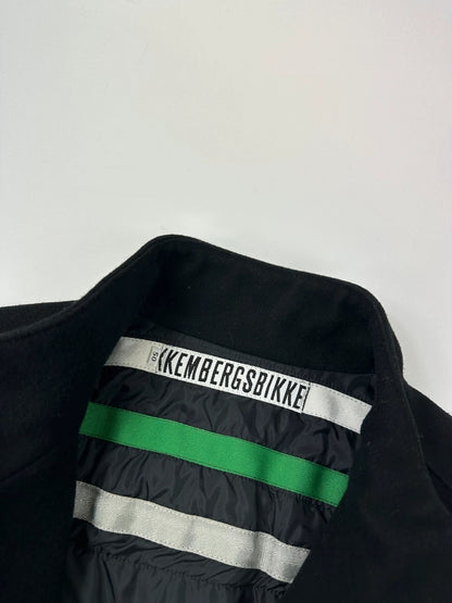 Bikkembergs black wool and leather jacket with minimalist design and subtle logo details.