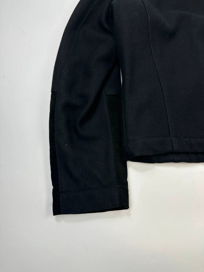 Bikkembergs black wool and leather jacket with minimalist design and subtle logo details.