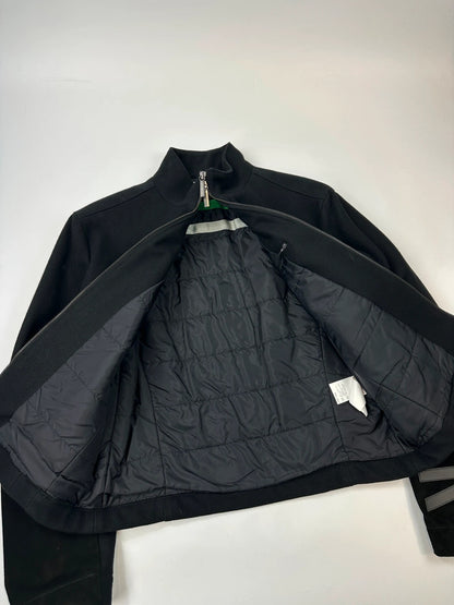 Bikkembergs black wool and leather jacket with minimalist design and subtle logo details.