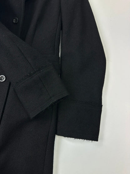 Miu Miu black trench coat in wool and mohair with vintage logo detail.