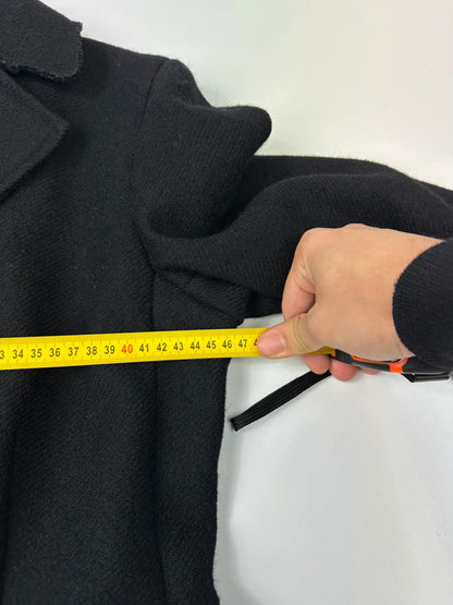 Miu Miu black trench coat in wool and mohair with vintage logo detail.