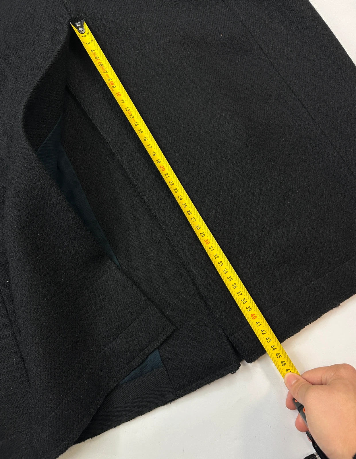 Miu Miu black trench coat in wool and mohair with vintage logo detail.