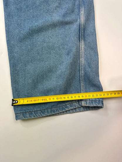 Marithé François Girbaud light blue high waisted wide leg jeans with stone washed finish.