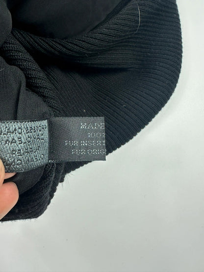 Prada black mink fur and wool tank top vest with minimalist design.