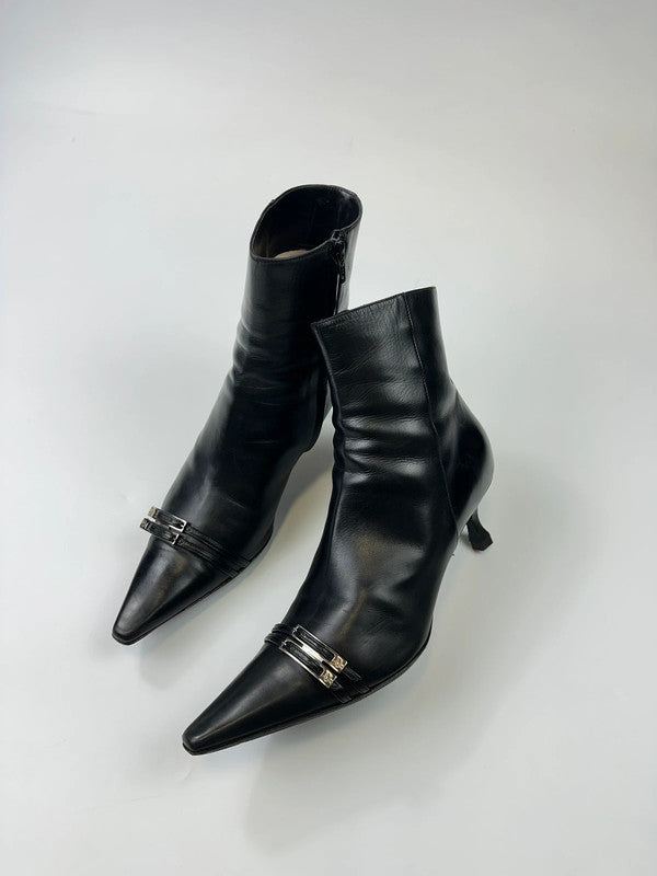 Dior John Galliano Black Leather High Heels Boots