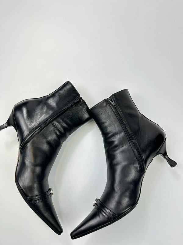 Dior John Galliano Black Leather High Heels Boots