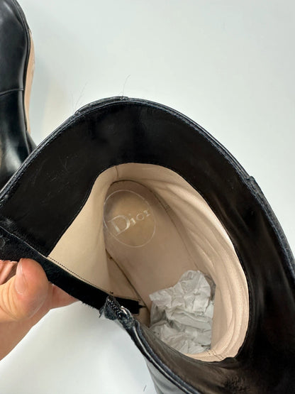 Dior John Galliano Black Leather High Heels Boots